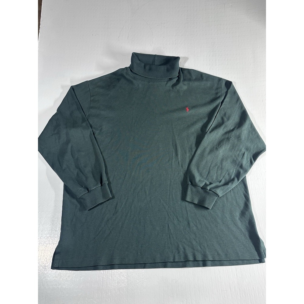 Vintage Made in USA Polo Ralph Lauren Green Turtleneck Mens XXLarge Red Pony